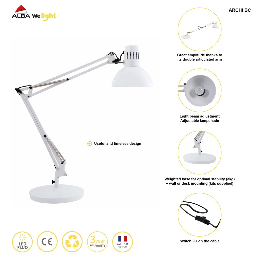 Lampa Architect vit