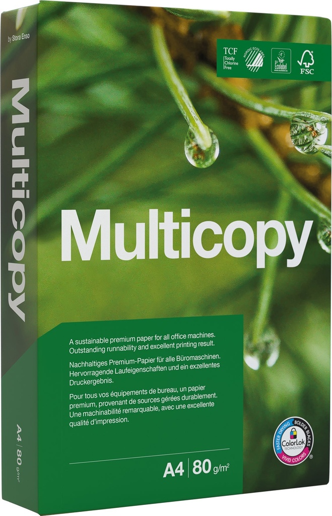 Kopieringspapper Multicopy A4 hålat 80g 500/p