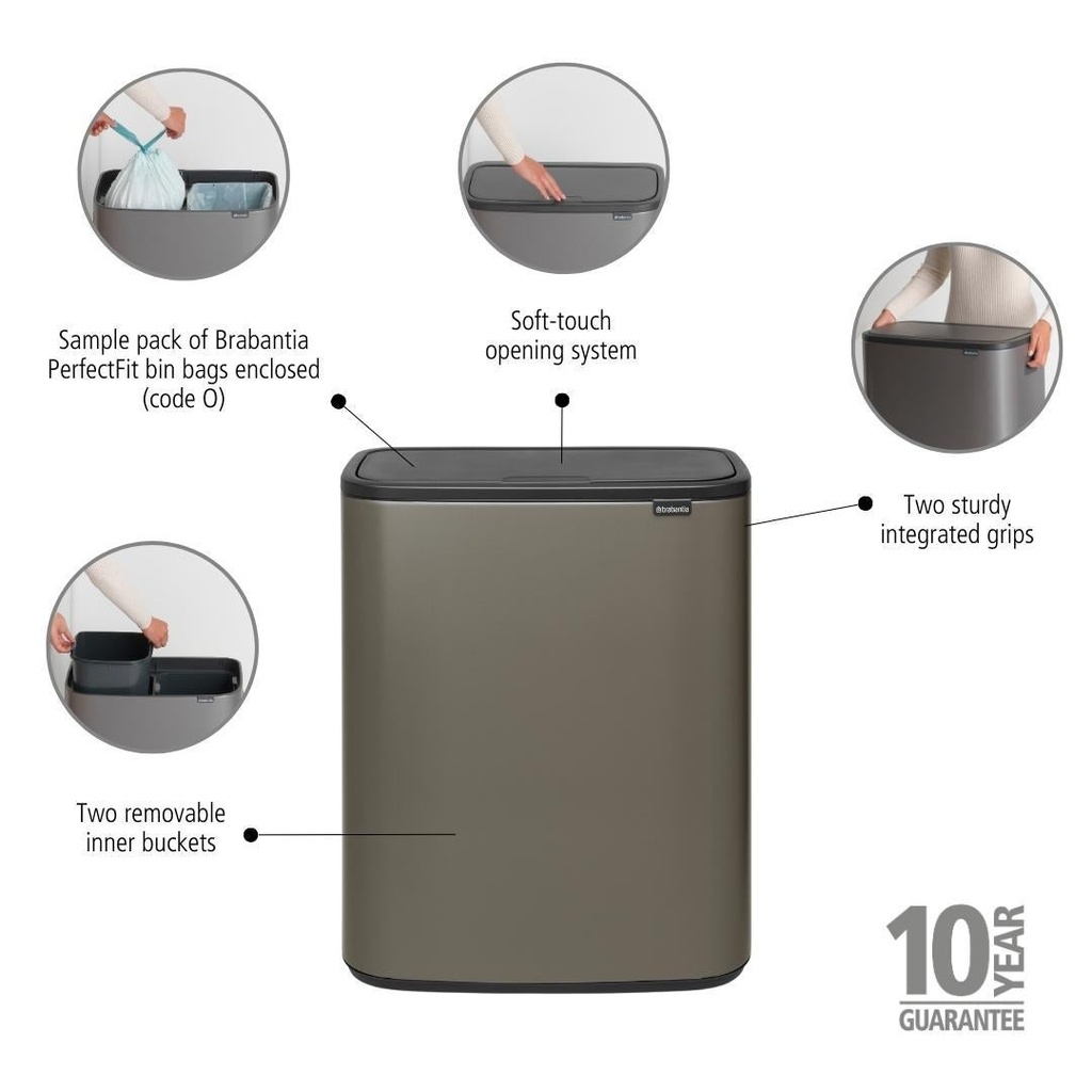 Touch Bin Bo 2x30L platinum