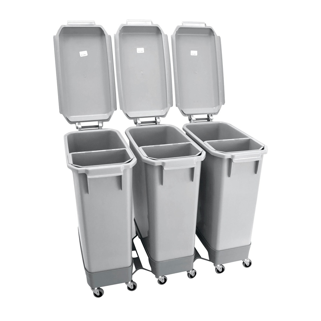 Set med tre 60L/9L grå kärl.