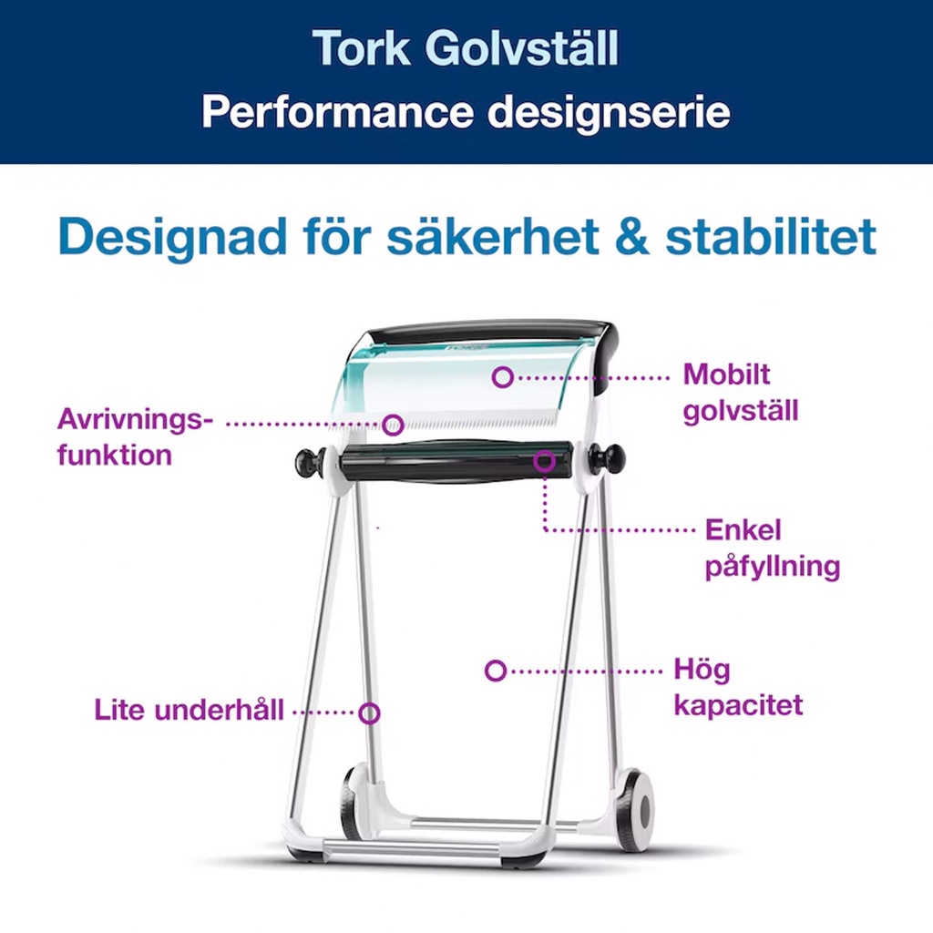Tork Golvställ W1 vit/turkos
