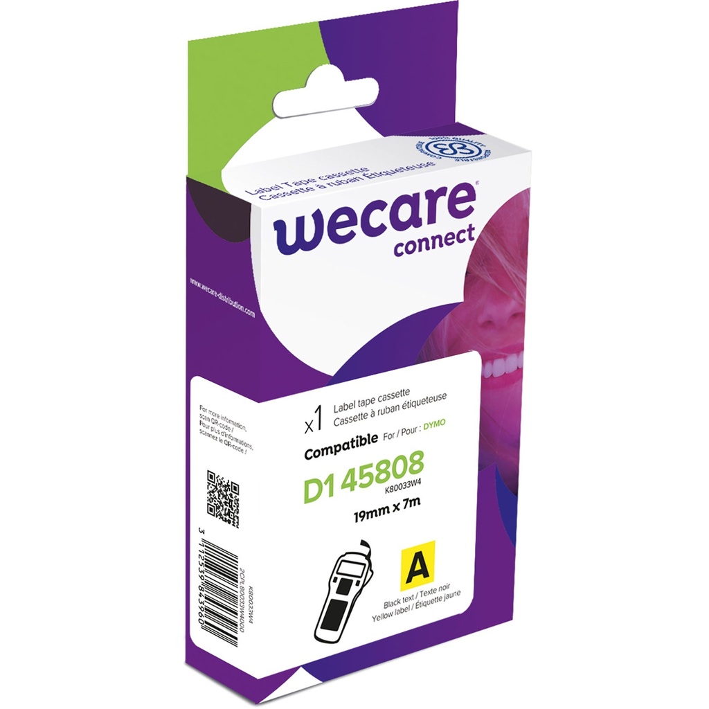 Märkband Wecare D1 sv/gul 19mm