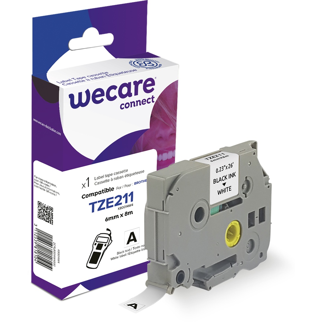 Märkband Wecare TZe 6mm sv/vit