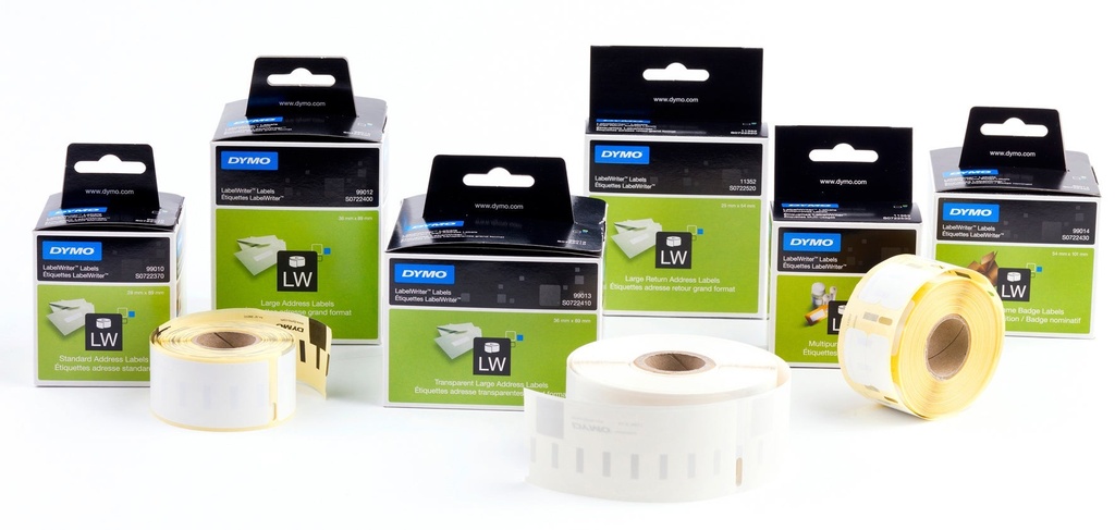 Etikett Dymo 57 x 32 mm vit 1000 st/rulle