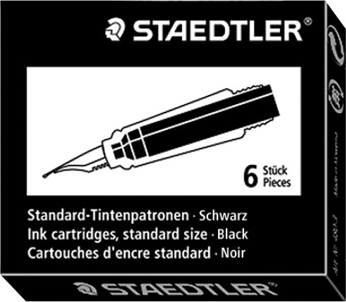 Bläckpatron Staedtler svart 6 st/fp
