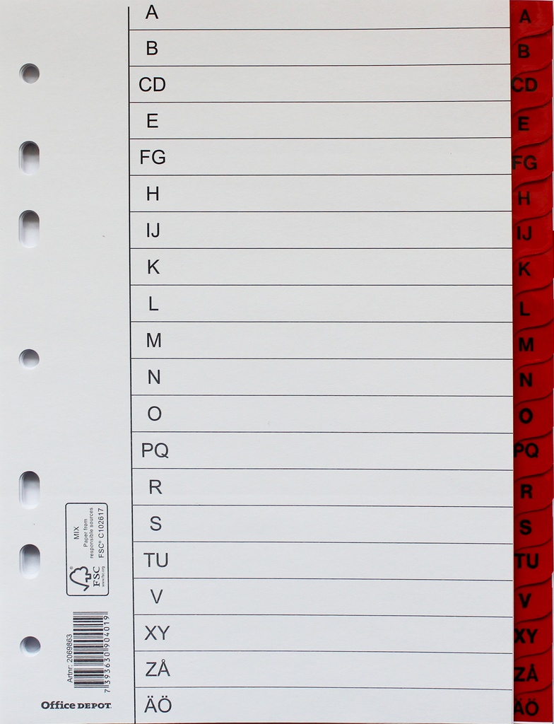 Register flikförstärkt A5 A-Ö