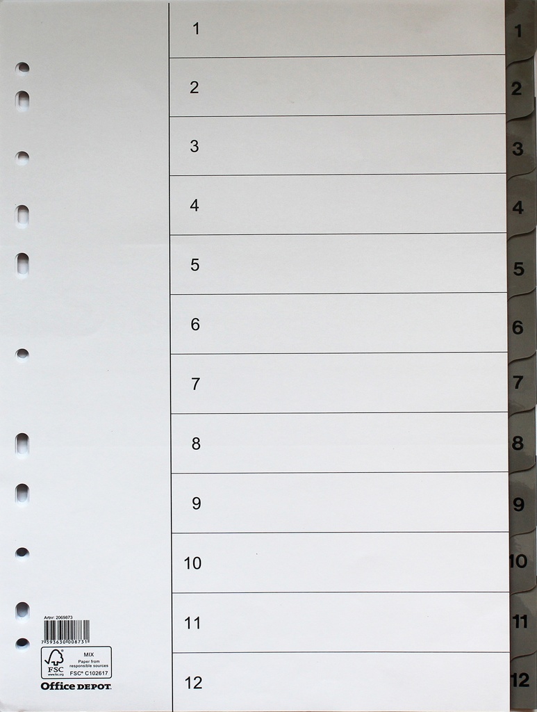 Register flikförstärkt A4 1-12