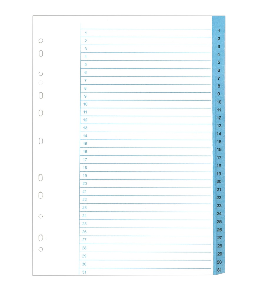 Pärmregister papper A4 1-31