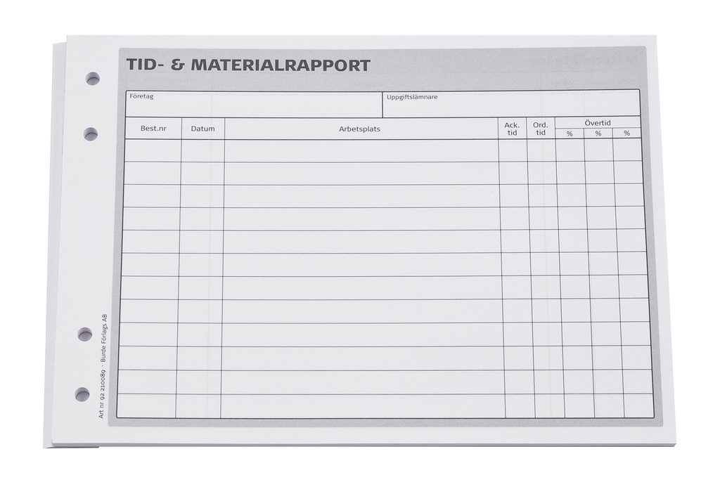 Tid- & materialrapport A5L