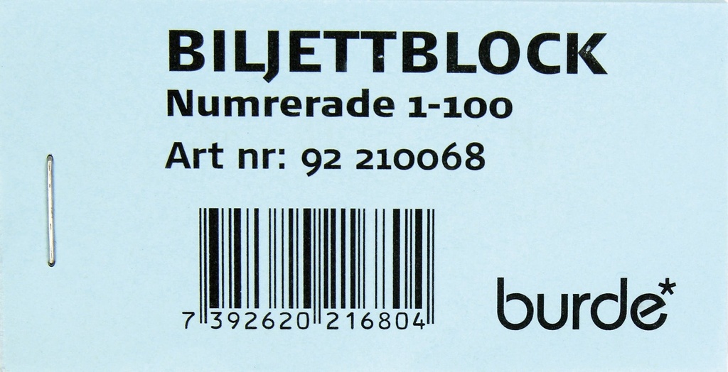 Biljettblock NR 1-100 Blå