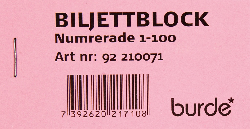 Biljettblock 1-100 rosa