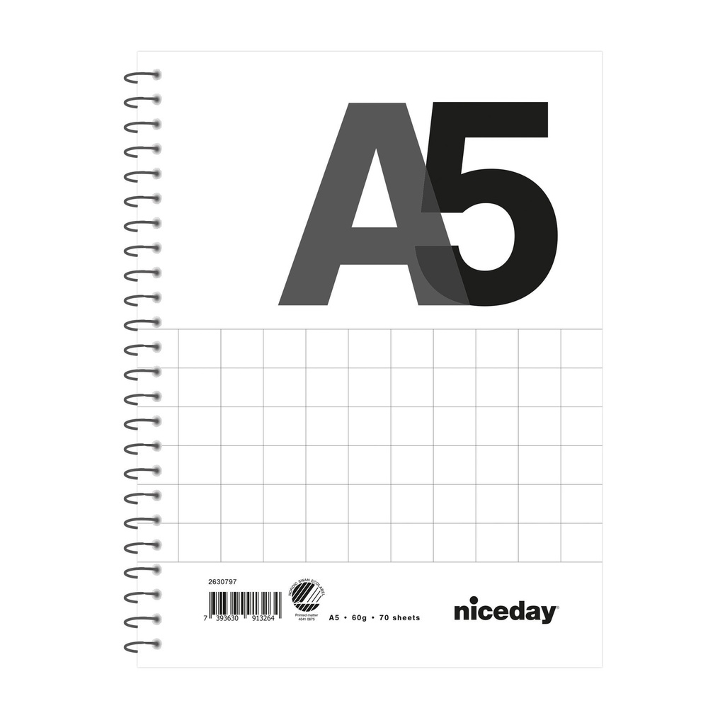 Kollegieblock A5 70blad 60g rutat Niceday