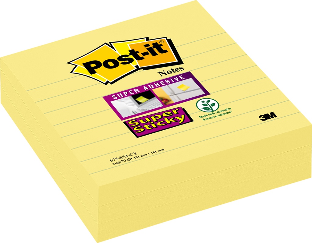 Post-it SS gul 101x101 3/fp