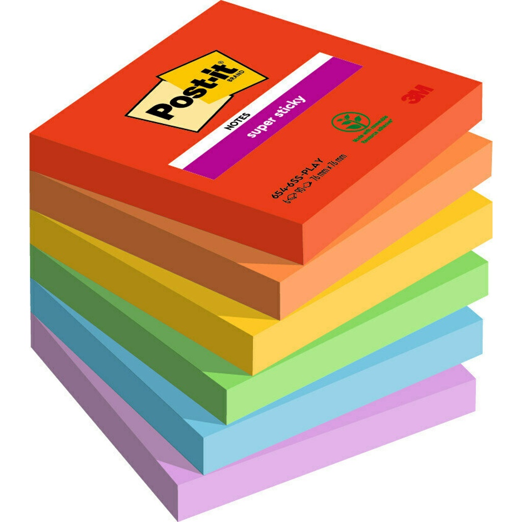 Post-it SS Playful 76x76 6/fp