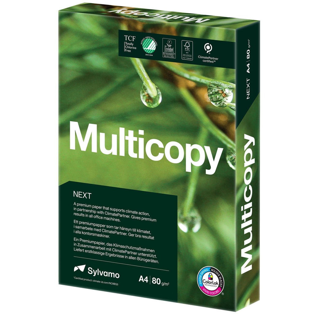 Kopieringspapper Multicopy Zero A4 hålat 80g 500/fp