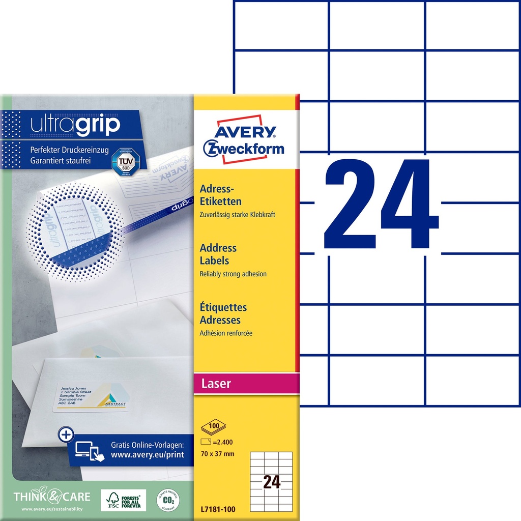 Etikett L7181 70x37mm 2400/fp