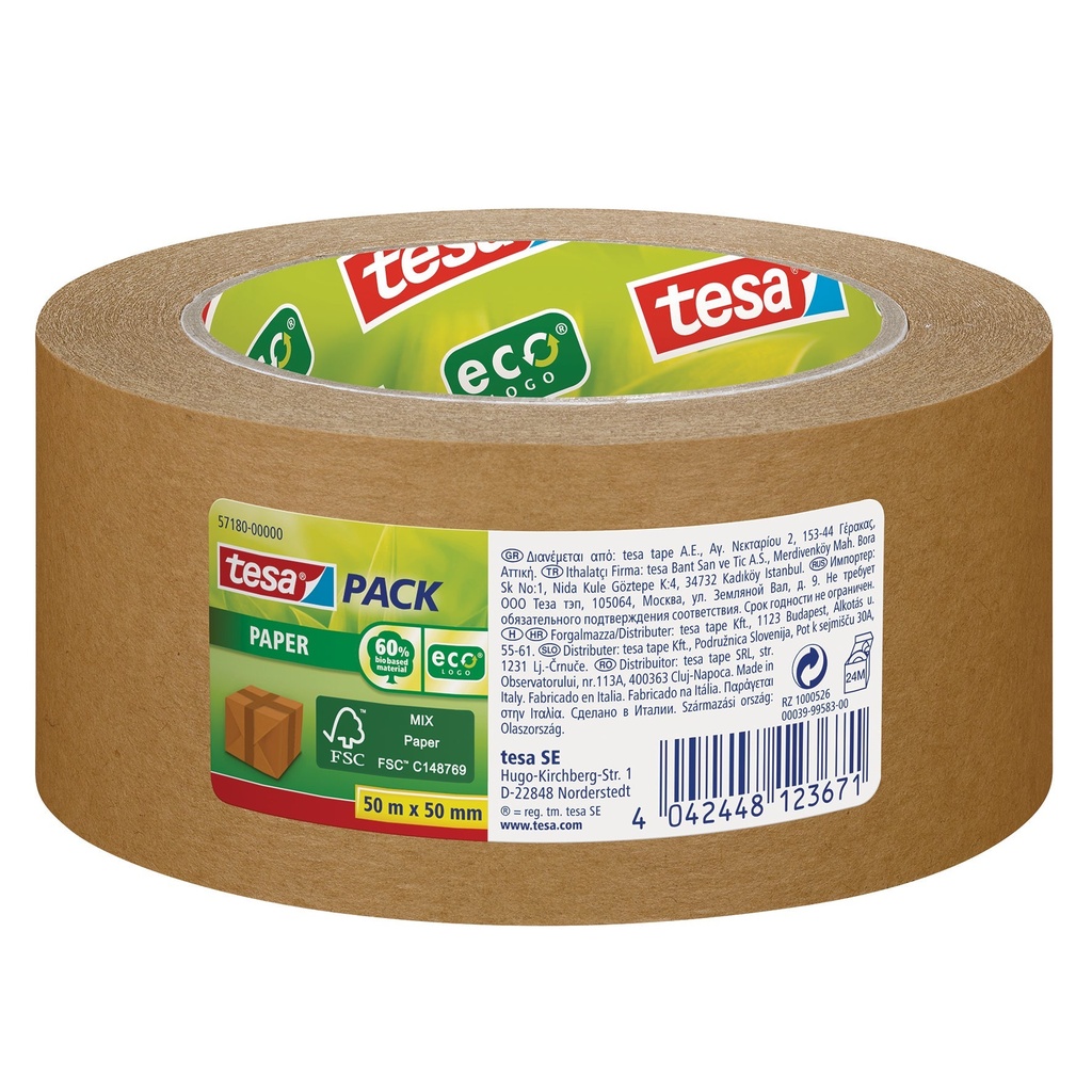 Packtejp ecoLogo® Tesa 50 meter x 50 mm  107my papper