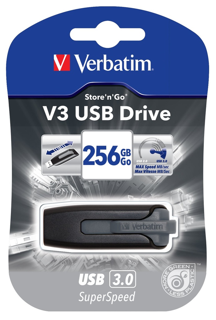 USB 3.0 Verbatim V3 256GB Svart
