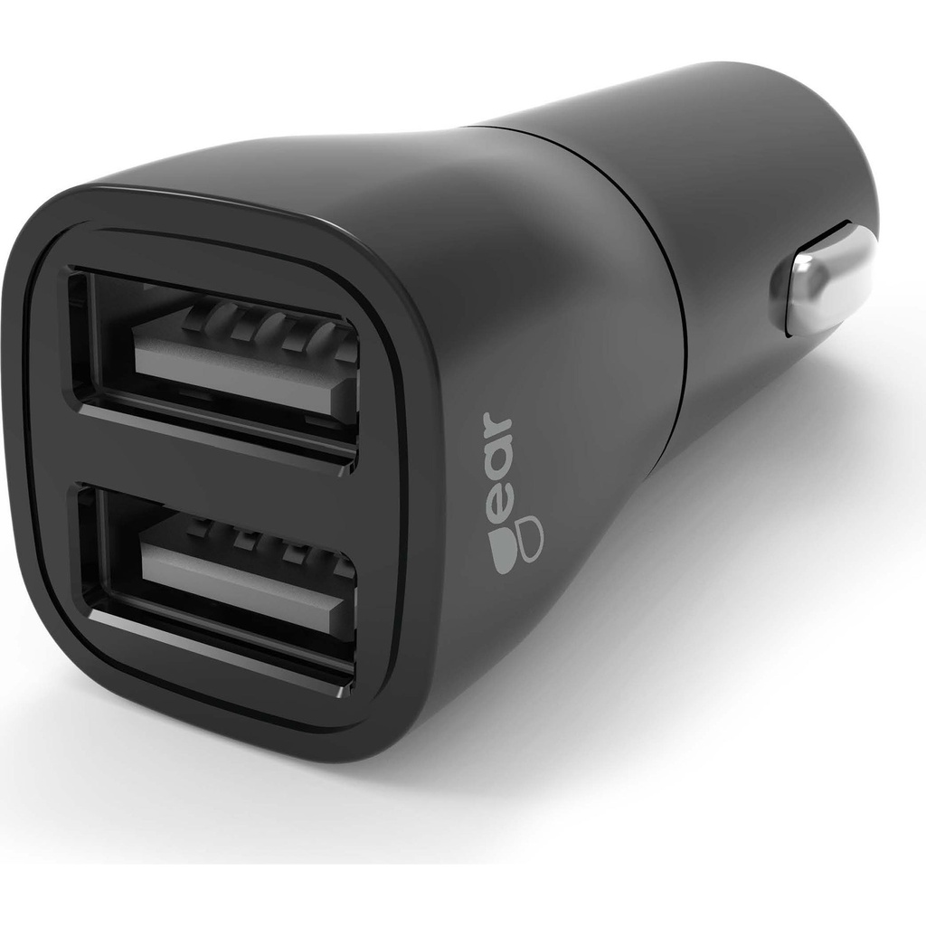Laddare 12/24V 2xUSB-A 3,4A Svart Gear