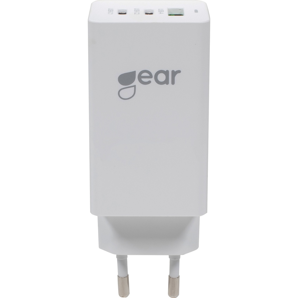 Laddare GAN 220V 2xUSB-C + 1xUSB-A PD 45W + 18W + 3A  Vit Gear
