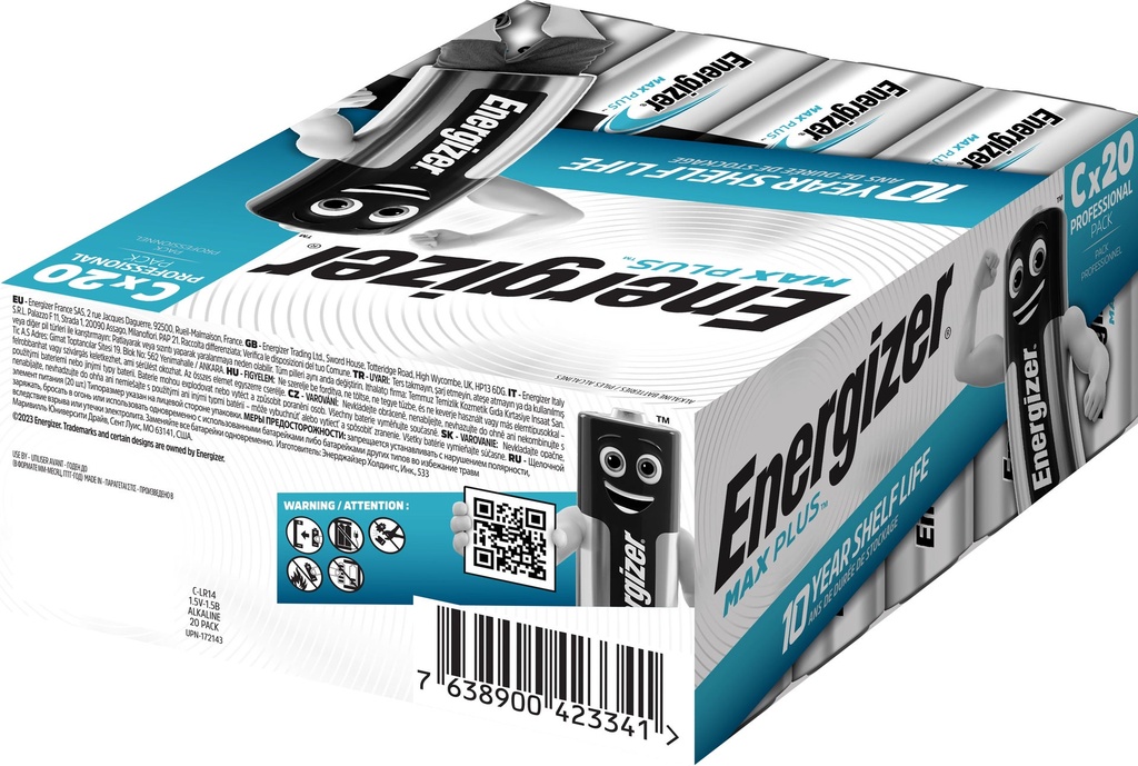 Batteri Max Plus Alkaliskt C LR14 Energizer 20-pack