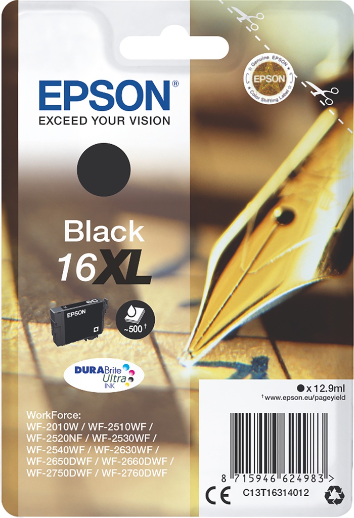 Bläck Epson 16XL svart