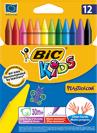 Plastkrita Bic12cm 12färger/fp