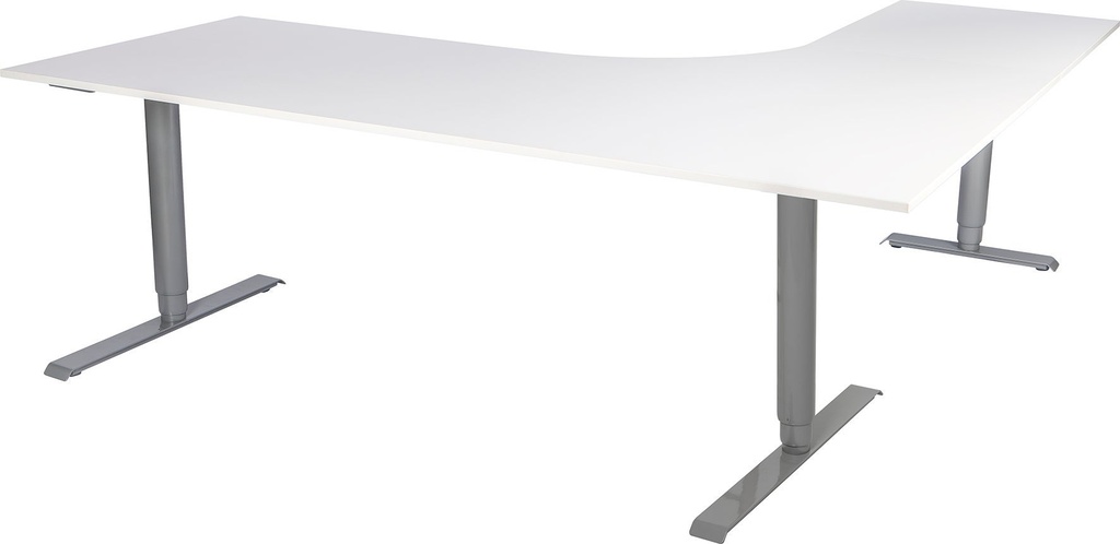 Skrivbord manuellt 200x120 cm 2-pelarstativ inkl. bordsskiva Vit Lanab