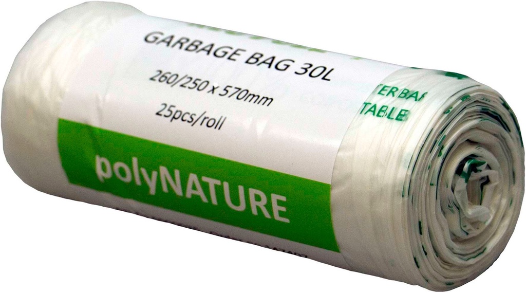 Soppåse Polynature 35 liter vit 20/rulle