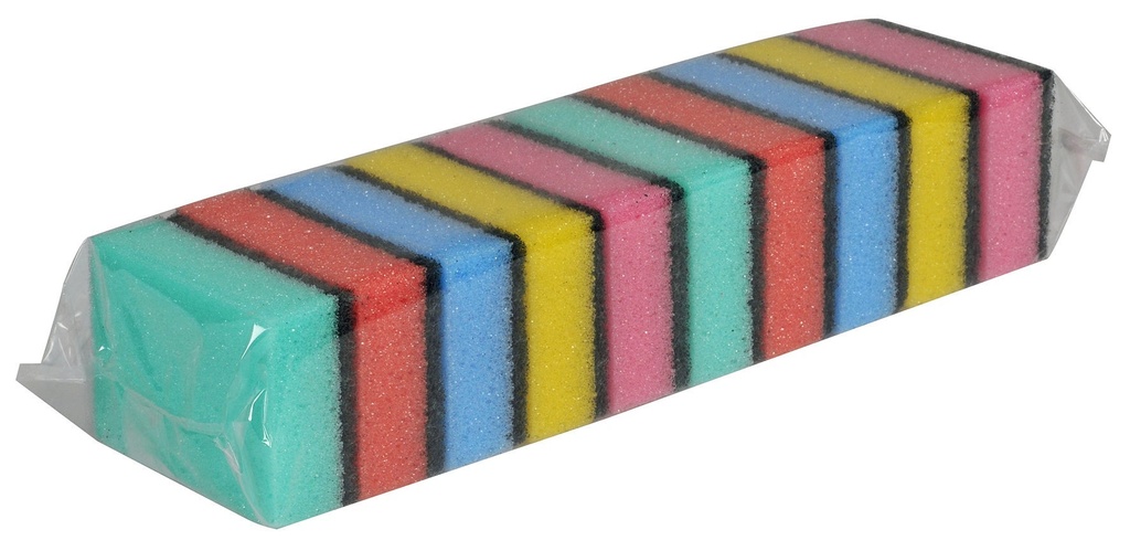 Kökssvamp med slipmedel blandade färger 10-pack