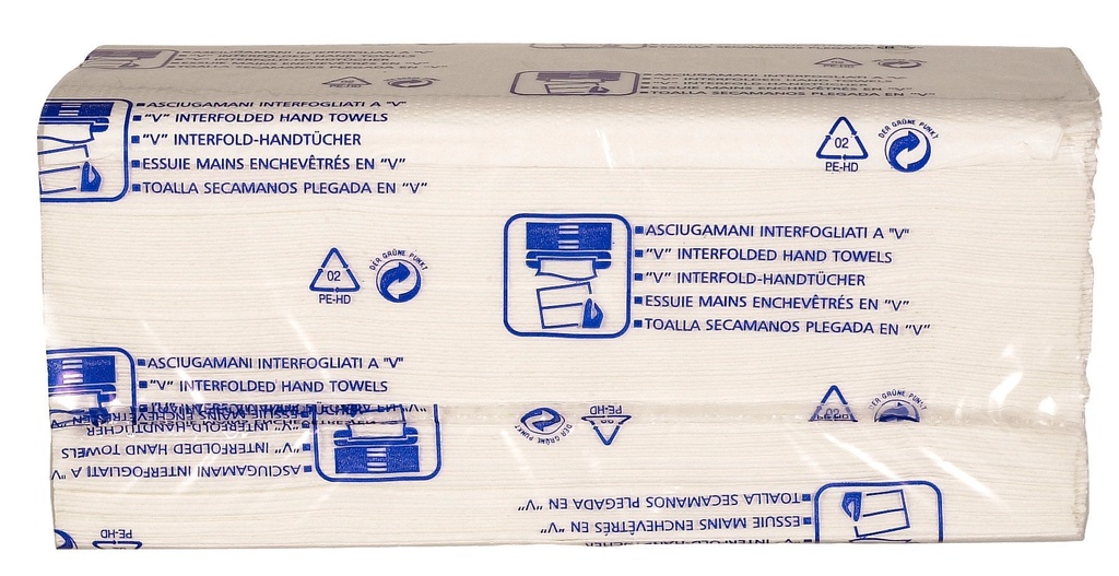 Handduk 2-lager vit multifold 3800 st/krt