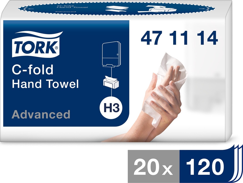Pappershandduk C-fold Advanced Tork H3 2400 st/fp