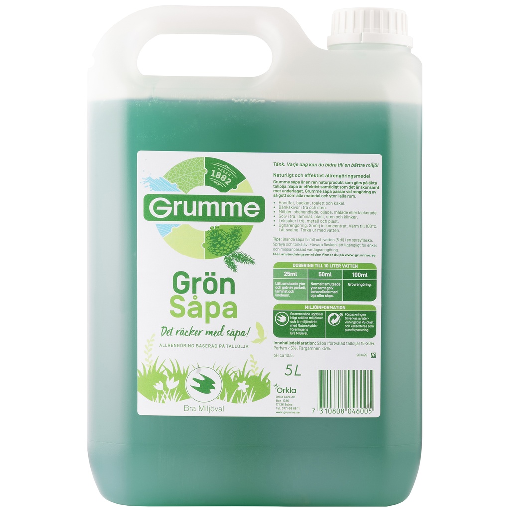 Såpa Grön Grumme, 5 l