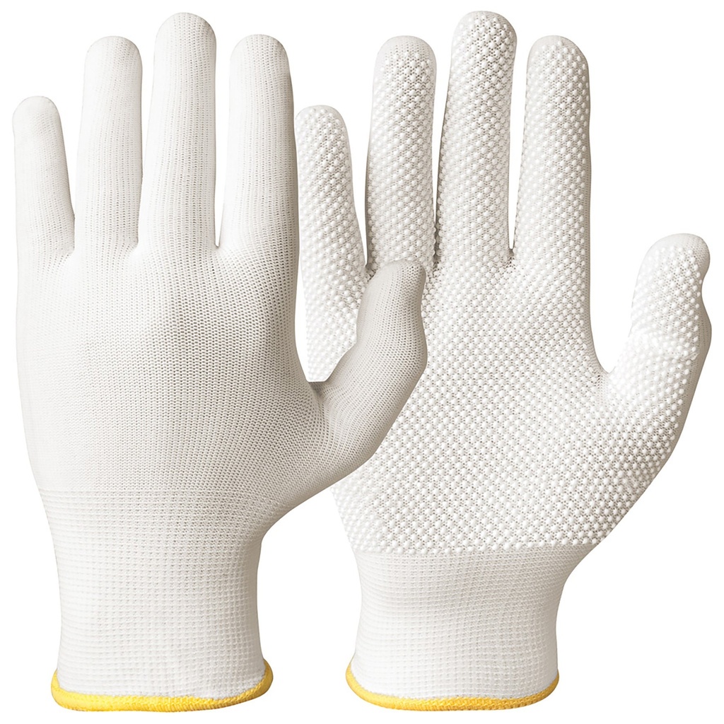 Handske bomull dots vit 10