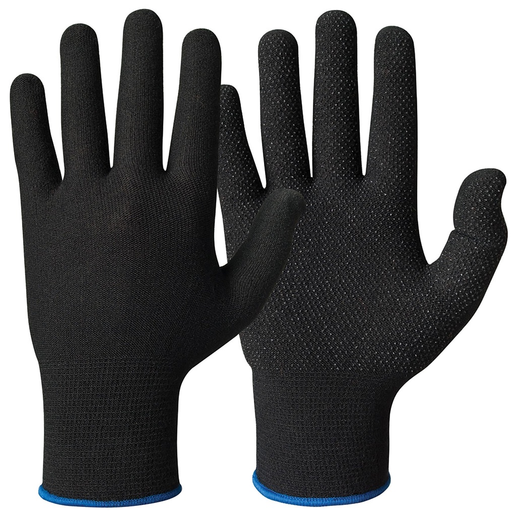 Handske bomull dots svart 10