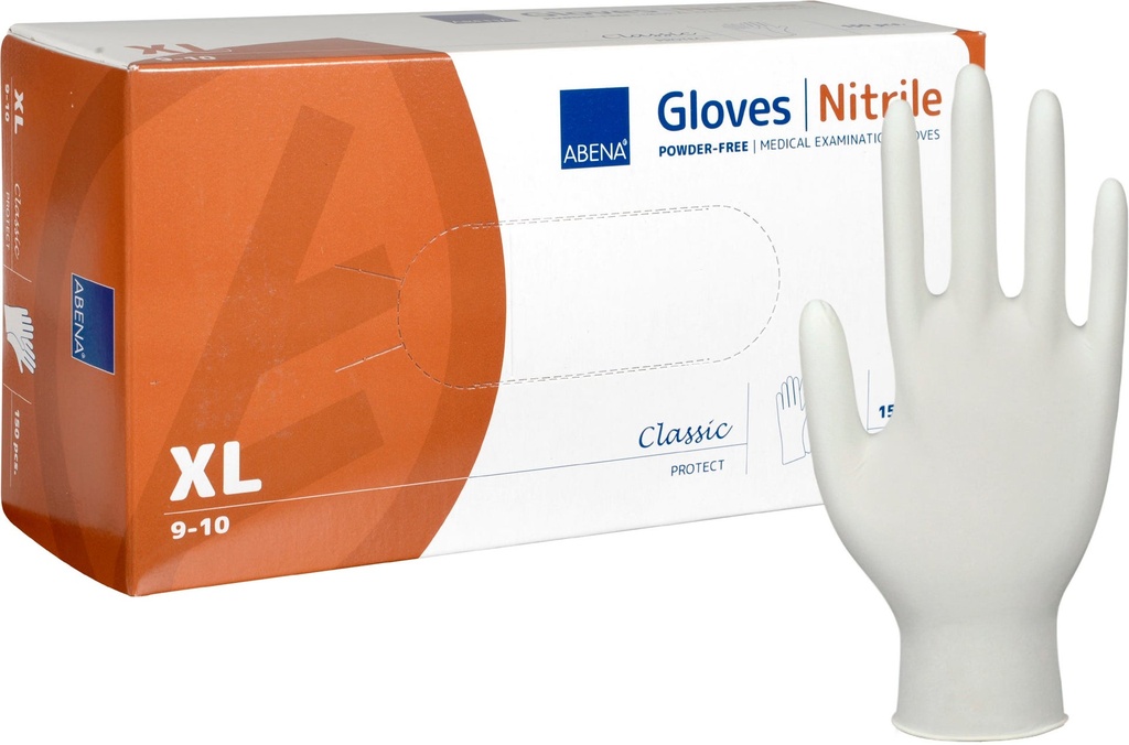 Handske Nitril Pudfri XL vit 150 st/fp