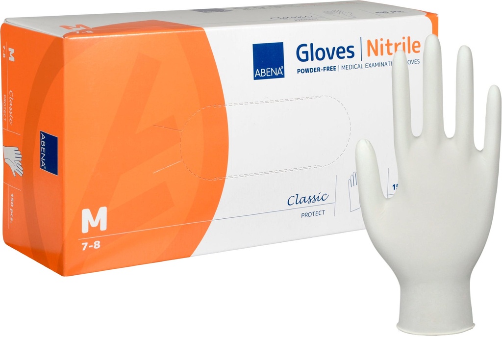 Handske Nitril Puderfri M vit 150 st/fp