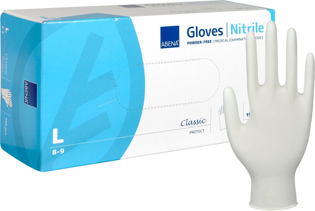 Handske Nitril Puderfri L vit 150 st/fp