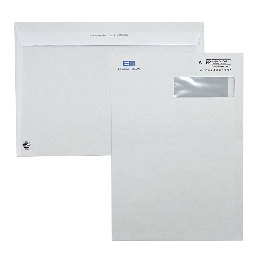 Kuvert E4S H2 tkr tryck 2+1 "Porto betalt" 500st/fp