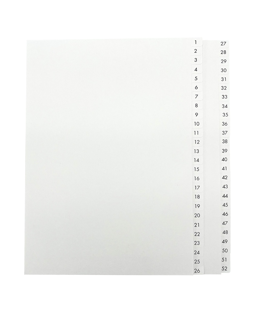 Register A4 1-52/2-lägg vita papper oh 10st/fp