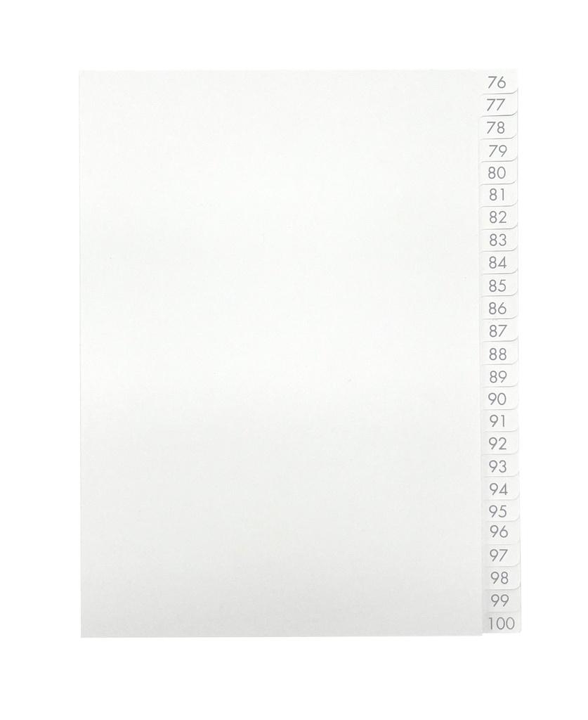 Pärmregister A5 76-100 vita med grått tryck 25 st/fp
