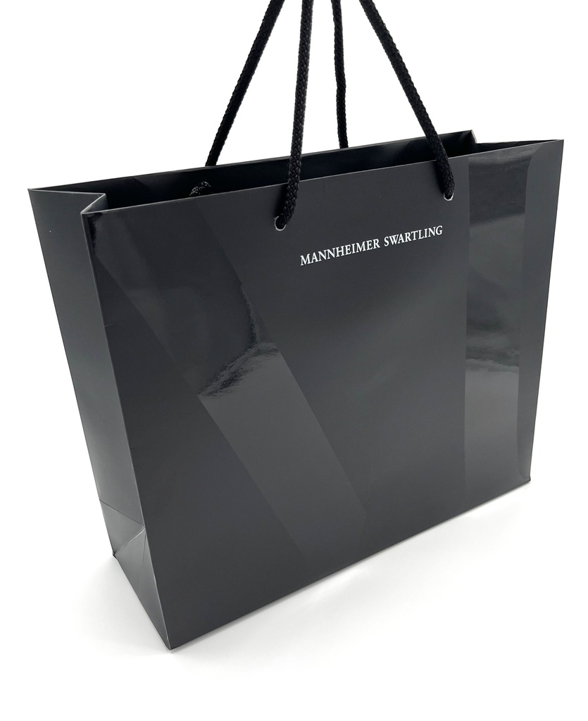 Papperskasse STOR svart, vit logo 38x13x31cm 100st/krt