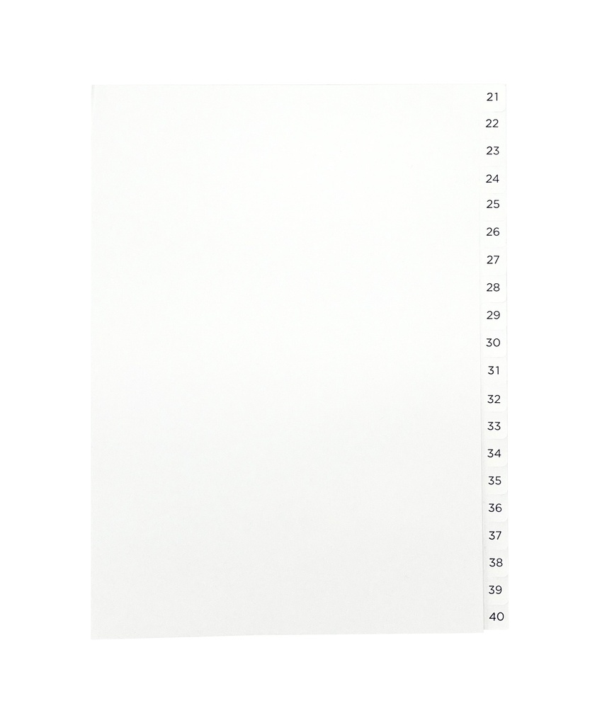 PÄRMREGISTER 21-40 A4 BLÅ/VIT 10ST/FP