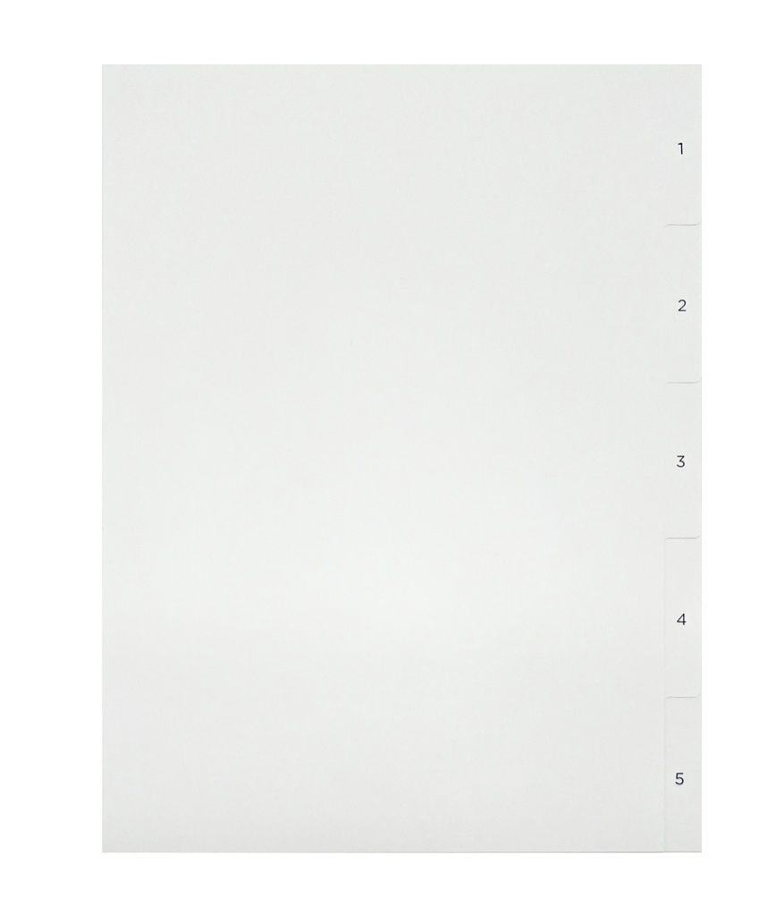 Pärmregister ÖVER A4 1-5 blått tryck på vitt 40 st/fp