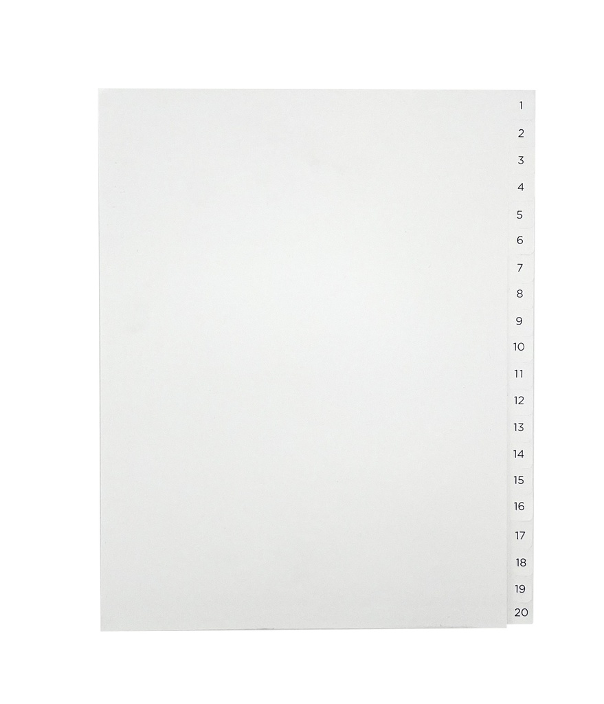 Pärmregister ÖVER A4 1-20 blått tryck på vitt 10 st/fp