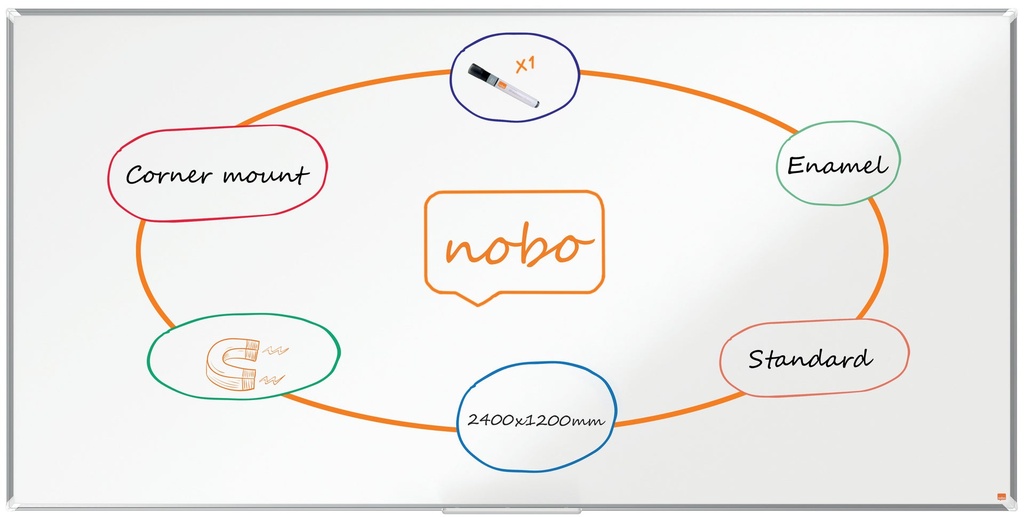 Whiteboard Premium Plus Emalj 2400 x 1200 mm