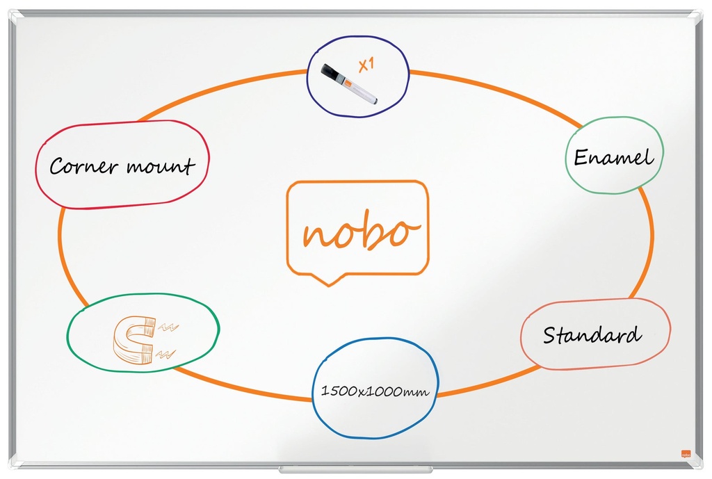 Whiteboard Premium Plus Emalj 1500 x 1000 mm