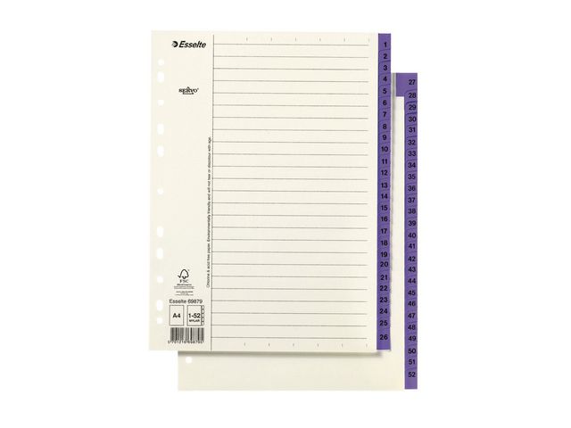 Pappregister Servo A4 1-52 lila flik