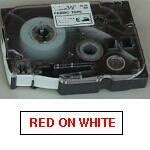Märkband TZe242 18 mm x 8 m röd/vit