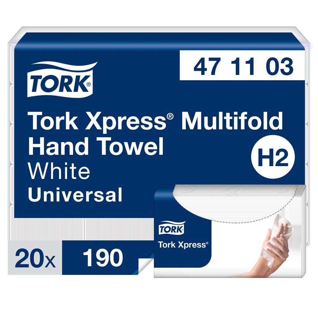 Pappershandduk Tork Mfold Uni H2 3800 st/bal